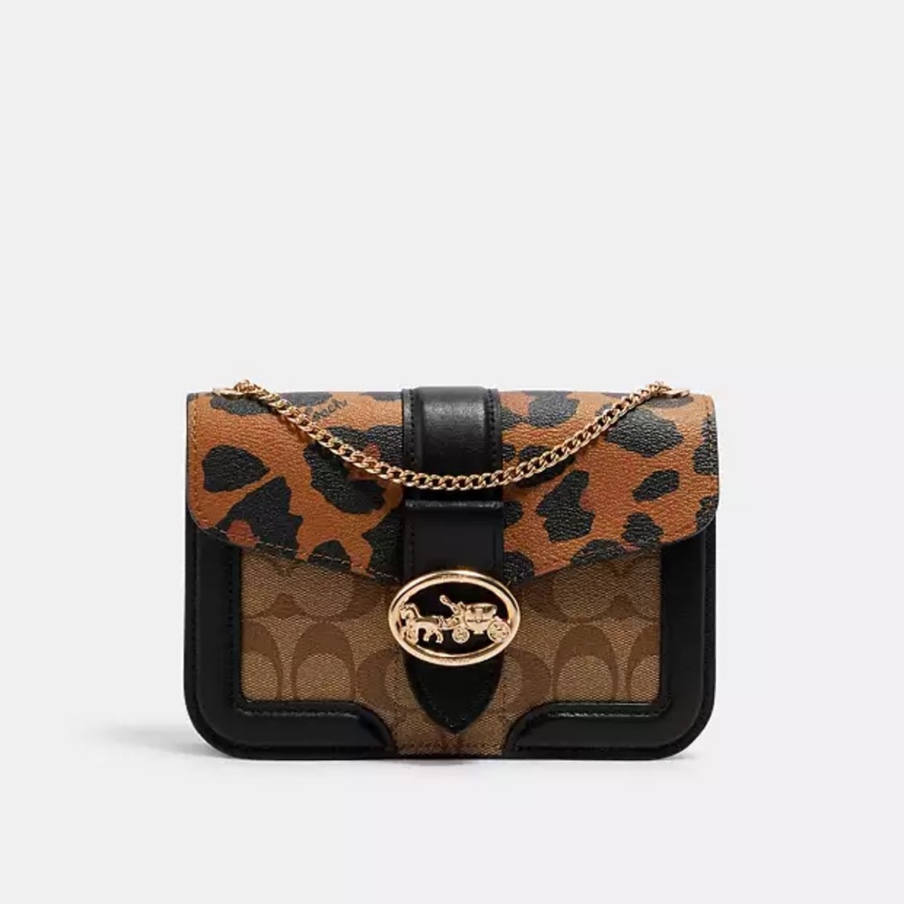 COACH Georgie Crossbody In Signature Canvas With Leopard Print
